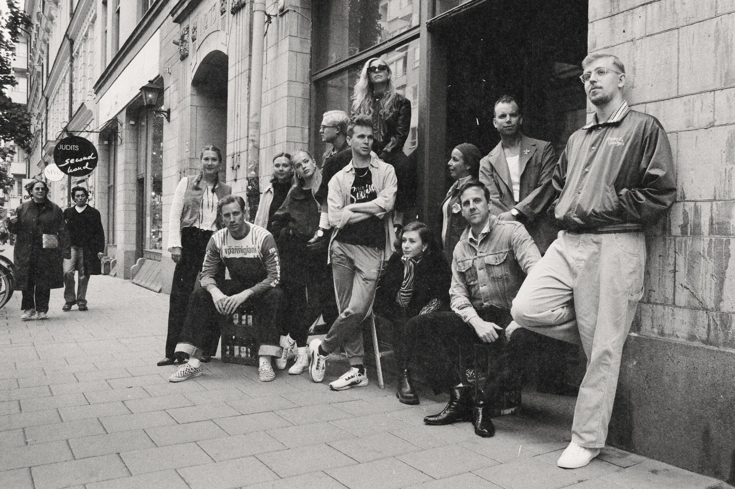 The Hot Shots together outside in Stockholm